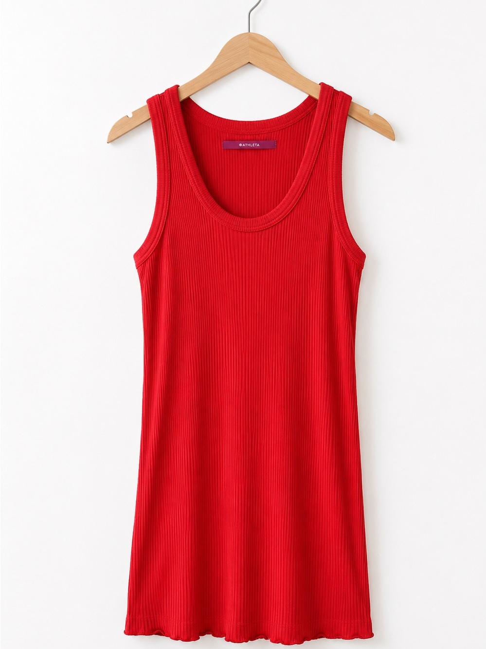 Athleta Red Ribbed Tank Mini Dress